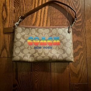 Coach Tan and Brown Signature Shoulder Bag